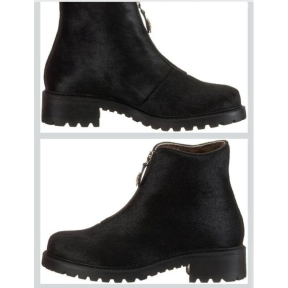 Diavolezza Women's Boots Shearling Black Ankle Boots Fur Zip Front Winter Shoes - Picture 14 of 16